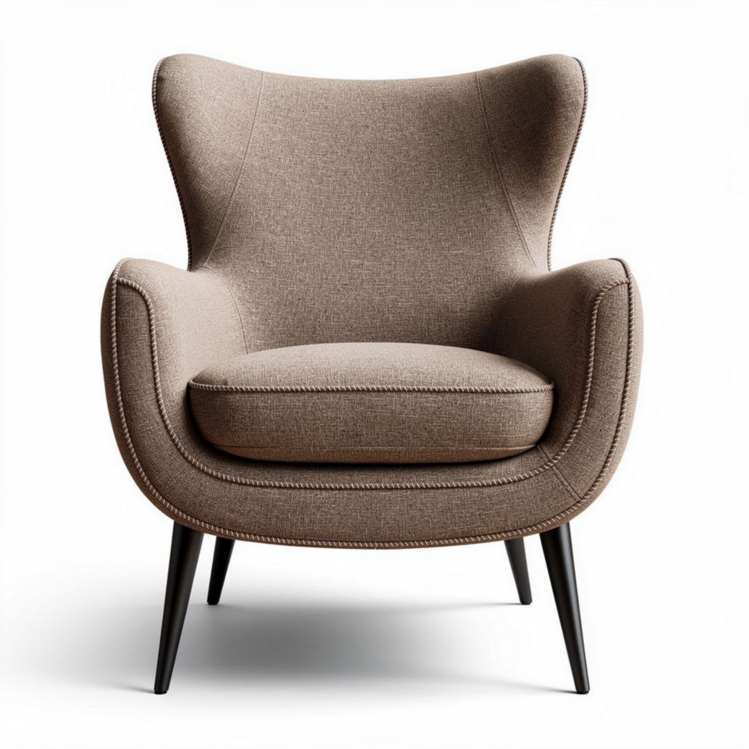 Sessel aus textiles material in braun mit holzfüßen 80 x 80 x 90cm