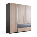 Kleiderschrank mit zwei Türen und einer Schublade aus Holz in Grau und Eiche 200 x 180 x 60cm